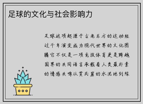 足球的文化与社会影响力