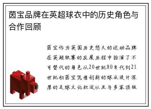 茵宝品牌在英超球衣中的历史角色与合作回顾